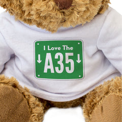 I LOVE THE A35 (ROAD SIGN) - Teddy Bear - Funny - British Driving Gift Present