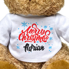MERRY CHRISTMAS ADRIAN - Teddy Bear - Cute Cuddly - Funny Xmas Gift Present