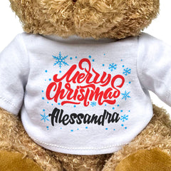 MERRY CHRISTMAS ALESSANDRA - Teddy Bear - Cute Cuddly Soft - Xmas Gift Present