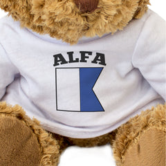 ALFA (ICS NAUTICAL SIGNAL) - Teddy Bear - Naval Maritime Flag Gift Present