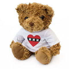 AMSTERDAM FLAG HEART - Teddy Bear - Cute Cuddly Soft - Dutch Gift Present