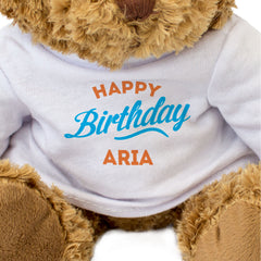 HAPPY BIRTHDAY ARIA - Teddy Bear - Cute Cuddly Soft - Funny Gift Present