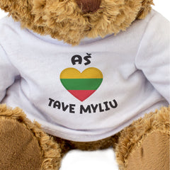 AŠ TAVE MYLIU (LITHUANIA FLAG) - Teddy Bear - I Love You - Romantic Gift Present