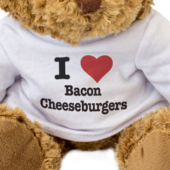 I LOVE BACON CHEESEBURGERS - Teddy Bear - Cute Cuddly Soft - Gift Present