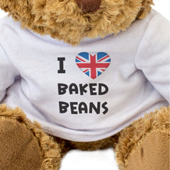 I LOVE BAKED BEANS (BRITISH FLAG) - Teddy Bear - Cute Cuddly - UK Gift Present