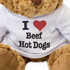 I LOVE BEEF HOT DOGS - Teddy Bear - Cute Cuddly Soft Adorable - Gift Present