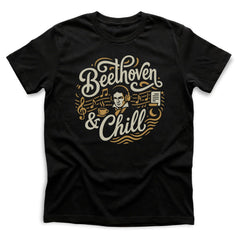BEETHOVEN & CHILL - Black T-Shirt - Funny Classical Music Fan Tee