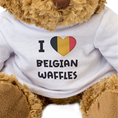 I LOVE BELGIAN WAFFLES (BELGIUM FLAG) - Teddy Bear - Cute - Gift Present