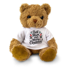 BEST MUM EVER MERRY CHRISTMAS - Teddy Bear - Cute Cuddly - Xmas Gift Present