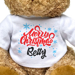 MERRY CHRISTMAS BETTY - Teddy Bear - Cute Cuddly Soft - Xmas Gift Present