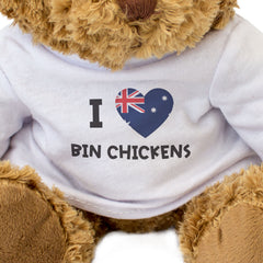 I LOVE BIN CHICKENS (AUSTRALIA FLAG) - Teddy Bear - Funny Souvenir Gift Present
