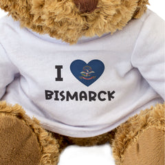 I LOVE BISMARCK (NORTH DAKOTA FLAG) - Teddy Bear - Cute Cuddly - Gift Present