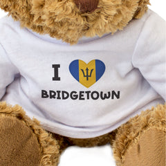 I LOVE BRIDGETOWN (BARBADOS FLAG) - Teddy Bear - Cute Cuddly Soft - Gift Present