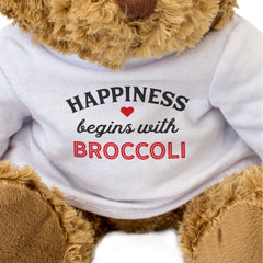 HAPPINESS BEGINS WITH BROCCOLI - Teddy Bear - Cute Funny Soft - Gift Present