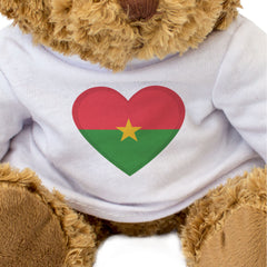 BURKINA FASO FLAG HEART - Teddy Bear - Cute Cuddly Soft - Gift Present