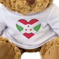 BURUNDI FLAG HEART - Teddy Bear - Cute Cuddly Soft Adorable - Gift Present
