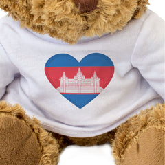 CAMBODIA FLAG HEART - Teddy Bear - Cute Cuddly Soft Adorable - Gift Present