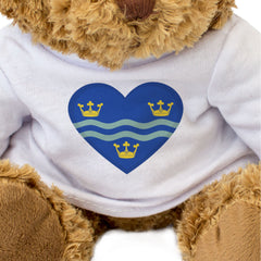 CAMBRIDGESHIRE FLAG HEART - Teddy Bear - Cute Cuddly Soft - Gift Present
