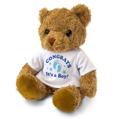 CONGRATS IT'S A BOY! - Cute Cuddly Soft Adorable - Teddy Bear - Gender Reveal Gift Present