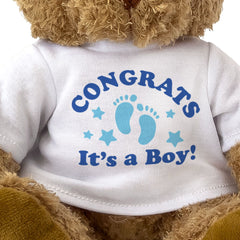 CONGRATS IT'S A BOY! - Cute Cuddly Soft Adorable - Teddy Bear - Gender Reveal Gift Present