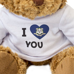I LOVE YOU (CONNECTICUT FLAG) - Teddy Bear - Cute - Romantic Gift Present