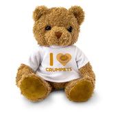I LOVE CRUMPETS (HEART) - Teddy Bear - Cute Cuddly Soft - Funny Gift Present