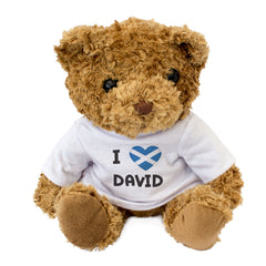 I LOVE DAVID (SCOTLAND FLAG) - Teddy Bear - Cute - Funny Scottish Gift Present