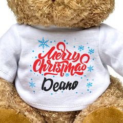 MERRY CHRISTMAS DEANO - Teddy Bear - Cute Cuddly Soft - Xmas Gift Present