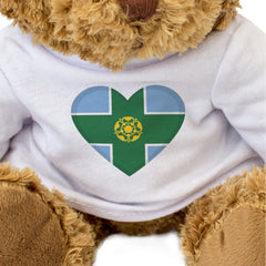 DERBYSHIRE FLAG HEART - Teddy Bear - Cute Cuddly Soft - Gift Present