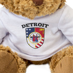DETROIT CITY FLAG - Teddy Bear - Cute Cuddly Soft - Michigan Gift Present