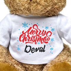 MERRY CHRISTMAS DEVAL - Teddy Bear - Cute Cuddly Soft - Xmas Gift Present