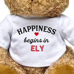HAPPINESS BEGINS IN ELY - Teddy Bear - Cute Cuddly Soft - Gift Present