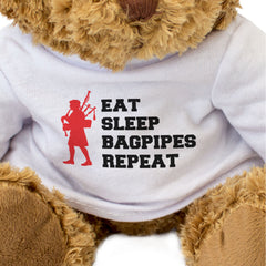 EAT SLEEP BAGPIPES REPEAT - Teddy Bear - Cute Funny - Music Piper Gift Present