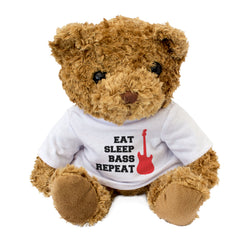EAT SLEEP BASS REPEAT - Teddy Bear - Cute Funny - Bass Guitarist Gift Present