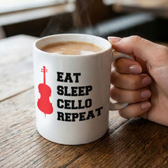 EAT SLEEP CELLO REPEAT - Mug - Funny Music Cellist Gift Present