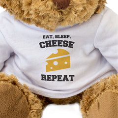 EAT SLEEP CHEESE REPEAT - Teddy Bear - Cute Cuddly Soft - Funny Gift Present
