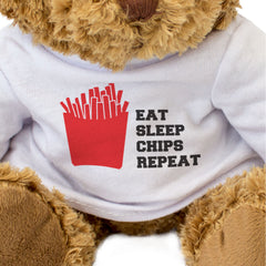 EAT SLEEP CHIPS REPEAT - Teddy Bear - Cute - Funny French Fries Gift Present