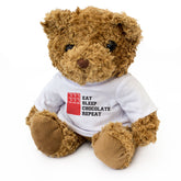 EAT SLEEP CHOCOLATE REPEAT - Teddy Bear - Cute Cuddly Soft - Funny Gift Present