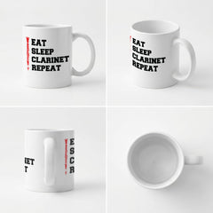 EAT SLEEP CLARINET REPEAT - Mug - Funny Music Clarinetist Gift Present