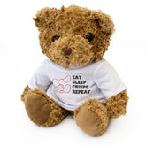 EAT SLEEP CRISPS REPEAT - Teddy Bear - Cute Cuddly Soft - Funny Gift Present