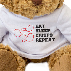 EAT SLEEP CRISPS REPEAT - Teddy Bear - Cute Cuddly Soft - Funny Gift Present
