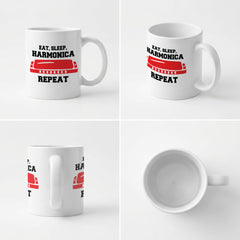 EAT SLEEP HARMONICA REPEAT - Mug - Funny Music Harmonicist Gift Present
