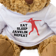EAT SLEEP JAVELIN REPEAT (FEMALE ATHLETE) - Teddy Bear - Funny Gift Present