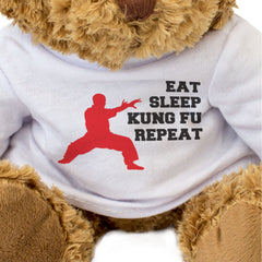 EAT SLEEP KUNG FU REPEAT - Teddy Bear - Cute - Funny Martial Arts Gift Present