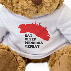 EAT SLEEP MENORCA REPEAT - Teddy Bear - Cute Cuddly - Funny Spain Gift Present