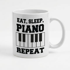 EAT SLEEP PIANO REPEAT (BLACK KEYS) - Mug - Funny Music Pianist Gift Present