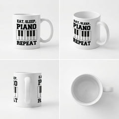 EAT SLEEP PIANO REPEAT (BLACK KEYS) - Mug - Funny Music Pianist Gift Present