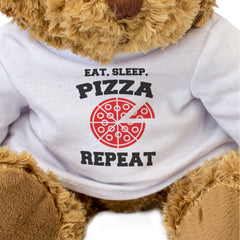 EAT SLEEP PIZZA REPEAT - Teddy Bear - Cute Cuddly Soft - Funny Gift Present