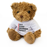 EAT SLEEP RECORDER REPEAT - Teddy Bear - Cute Funny Soft - Music Gift Present