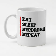 EAT SLEEP RECORDER REPEAT - Mug - Funny Music Gift Present